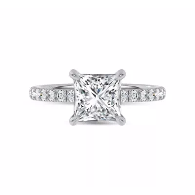 Reflection Pavé Hidden Halo Lab Engagement Ring by Christian Siriano
