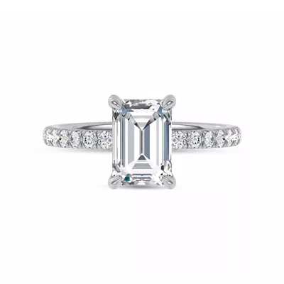 Reflection Pavé Hidden Halo Lab Engagement Ring by Christian Siriano