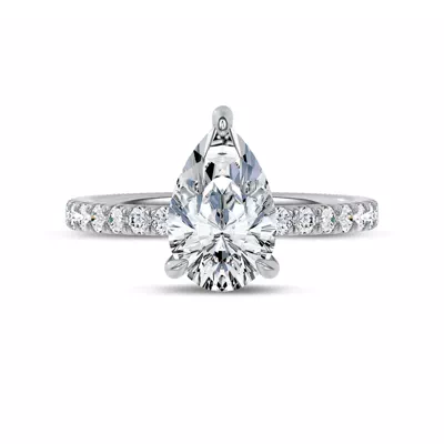 Reflection Pavé Hidden Halo Lab Engagement Ring by Christian Siriano