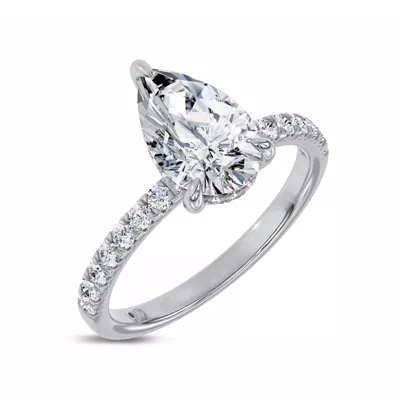 Reflection Pavé Hidden Halo Lab Engagement Ring by Christian Siriano