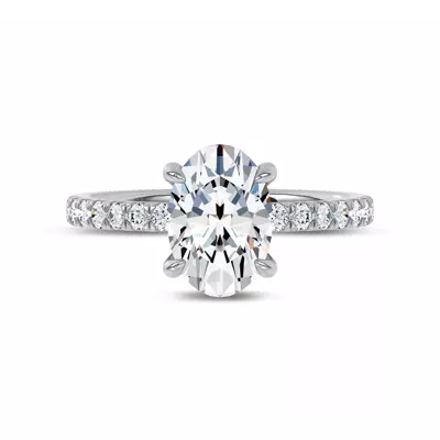 Reflection Pavé Hidden Halo Lab Engagement Ring by Christian Siriano