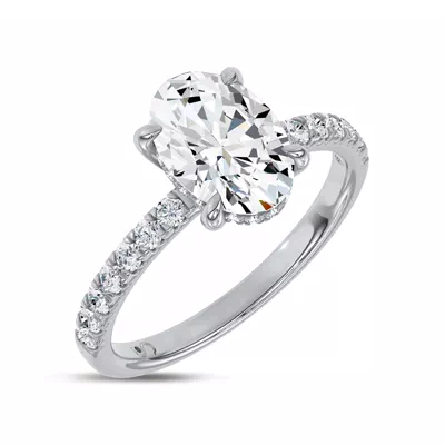 Reflection Pavé Hidden Halo Lab Engagement Ring by Christian Siriano