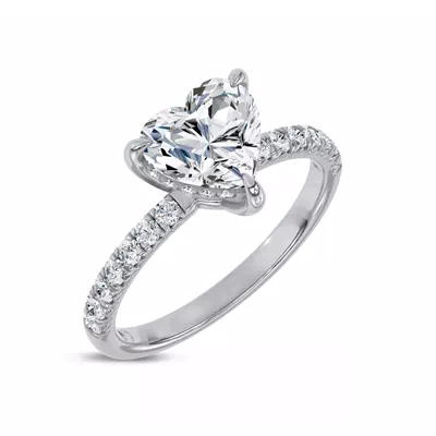 Reflection Pavé Hidden Halo Lab Engagement Ring by Christian Siriano
