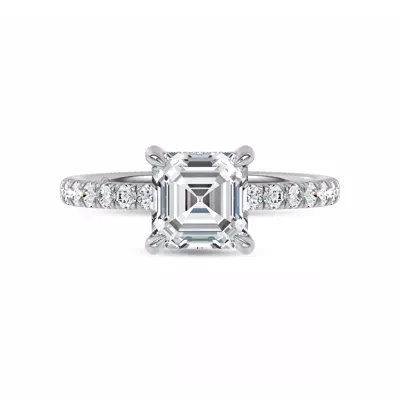Reflection Pavé Hidden Halo Lab Engagement Ring by Christian Siriano