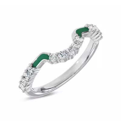 Colvivre Green Ceramic Contoured Pavé Lab Band by Christian Siriano