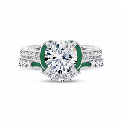 Colvivre Green Ceramic Contoured Pavé Lab Band by Christian Siriano