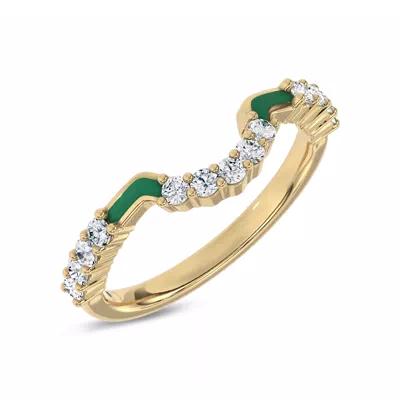 Colvivre Green Ceramic Contoured Pavé Band by Christian Siriano