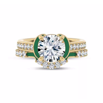 Colvivre Green Ceramic Contoured Pavé Band by Christian Siriano
