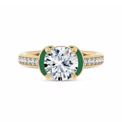 Colvivre Green Ceramic Winged Halo Engagement Ring by Christian Siriano