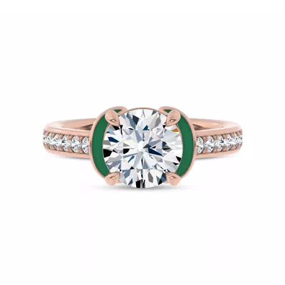 Colvivre Green Ceramic Winged Halo Engagement Ring by Christian Siriano