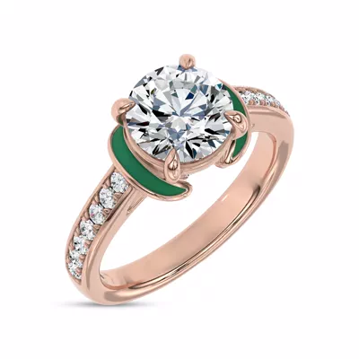 Colvivre Green Ceramic Winged Halo Engagement Ring by Christian Siriano