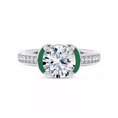 Colvivre Green Ceramic Winged Halo Engagement Ring by Christian Siriano
