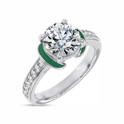 Colvivre Green Ceramic Winged Halo Engagement Ring by Christian Siriano
