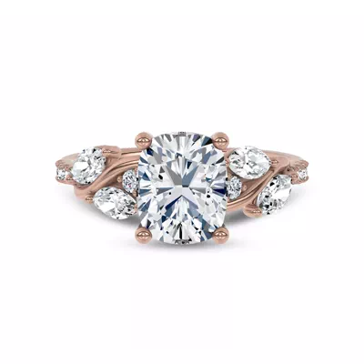 Hayden Curved Vine Hidden Halo Lab Engagement Ring