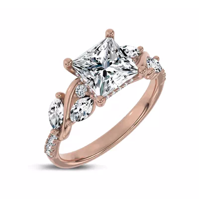 Hayden Curved Vine Hidden Halo Lab Engagement Ring