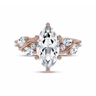 Hayden Curved Vine Hidden Halo Lab Engagement Ring