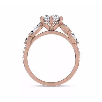 Hayden Curved Vine Hidden Halo Lab Engagement Ring