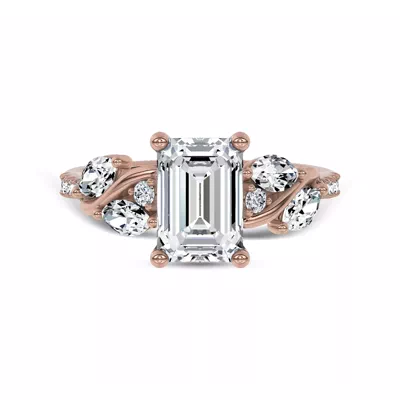 Hayden Curved Vine Hidden Halo Lab Engagement Ring