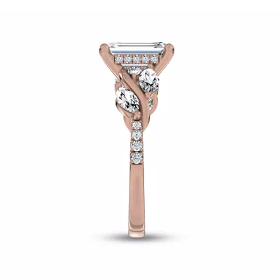 Hayden Curved Vine Hidden Halo Lab Engagement Ring