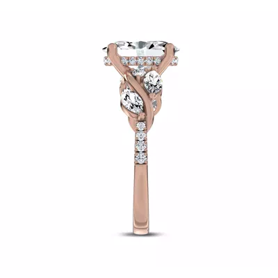 Hayden Curved Vine Hidden Halo Lab Engagement Ring