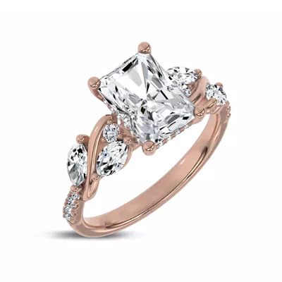 Hayden Curved Vine Hidden Halo Lab Engagement Ring