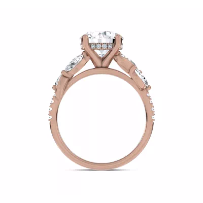 Hayden Curved Vine Hidden Halo Engagement Ring