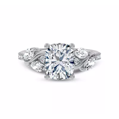 Hayden Curved Vine Hidden Halo Lab Engagement Ring