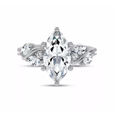 Hayden Curved Vine Hidden Halo Lab Engagement Ring