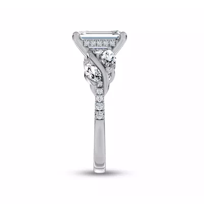 Hayden Curved Vine Hidden Halo Lab Engagement Ring