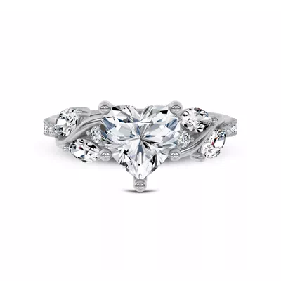 Hayden Curved Vine Hidden Halo Lab Engagement Ring