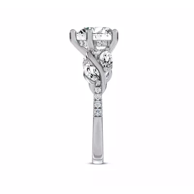 Hayden Curved Vine Hidden Halo Lab Engagement Ring