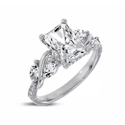 Hayden Curved Vine Hidden Halo Lab Engagement Ring