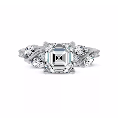 Hayden Curved Vine Hidden Halo Lab Engagement Ring