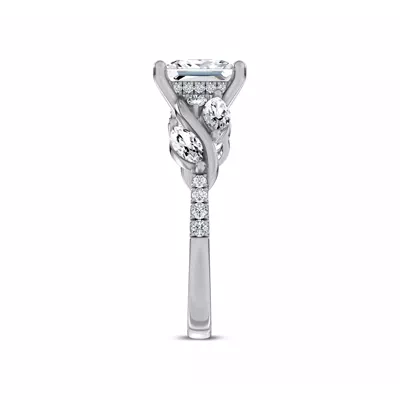 Hayden Curved Vine Hidden Halo Lab Engagement Ring