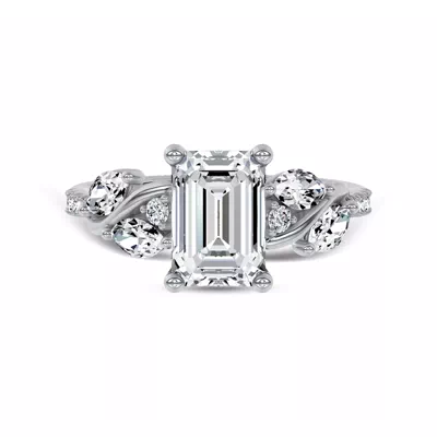 Hayden Curved Vine Hidden Halo Lab Engagement Ring