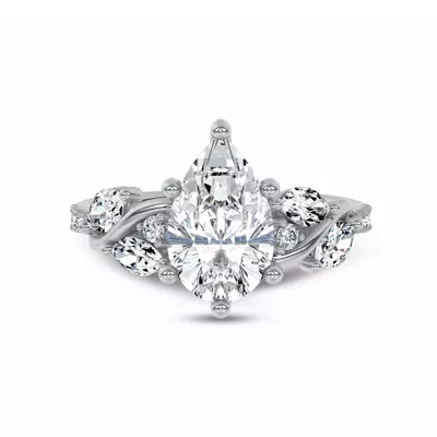 Hayden Curved Vine Hidden Halo Lab Engagement Ring