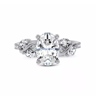 Hayden Curved Vine Hidden Halo Lab Engagement Ring