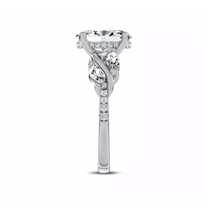 Hayden Curved Vine Hidden Halo Lab Engagement Ring