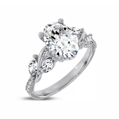 Hayden Curved Vine Hidden Halo Lab Engagement Ring