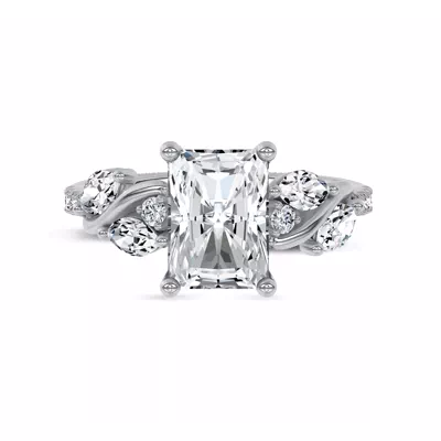Hayden Curved Vine Hidden Halo Lab Engagement Ring