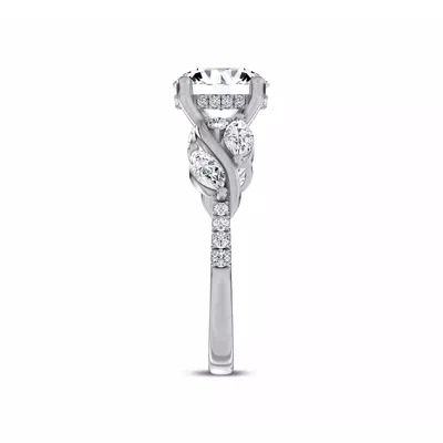 Hayden Curved Vine Hidden Halo Engagement Ring