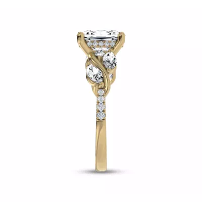 Hayden Curved Vine Hidden Halo Lab Engagement Ring