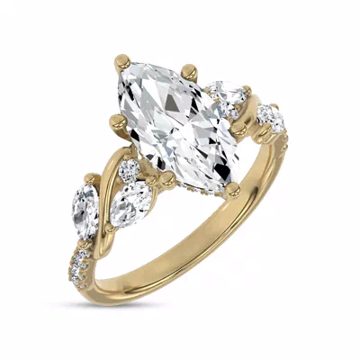 Hayden Curved Vine Hidden Halo Lab Engagement Ring