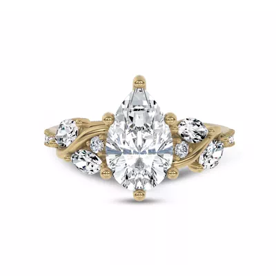 Hayden Curved Vine Hidden Halo Lab Engagement Ring