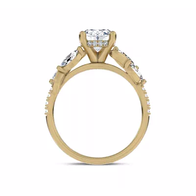 Hayden Curved Vine Hidden Halo Lab Engagement Ring