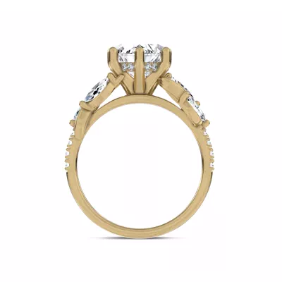 Hayden Curved Vine Hidden Halo Lab Engagement Ring
