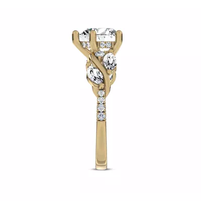 Hayden Curved Vine Hidden Halo Lab Engagement Ring