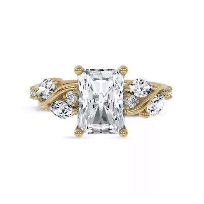 Hayden Curved Vine Hidden Halo Lab Engagement Ring