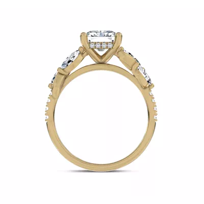 Hayden Curved Vine Hidden Halo Lab Engagement Ring