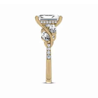 Hayden Curved Vine Hidden Halo Lab Engagement Ring
